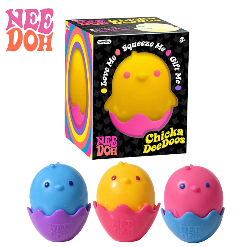 NeeDoh Chicka DeeDoos Removable Eggshell Chick Easter Egg Squeeze Dough‑Filled Fast‑Rise Sensory Toy ASMR Stress Relief Gift