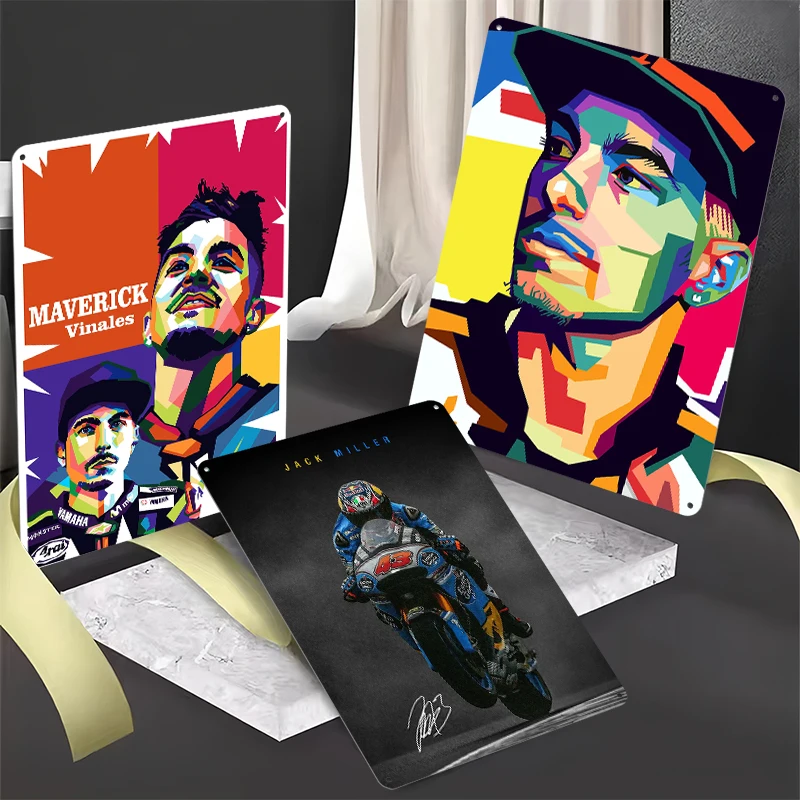 Miguel Oliveira Maverick Viñales Rider Posters Retro Tin Sign Wall Art Decorations for Home Decoration Luxury House Decor Items