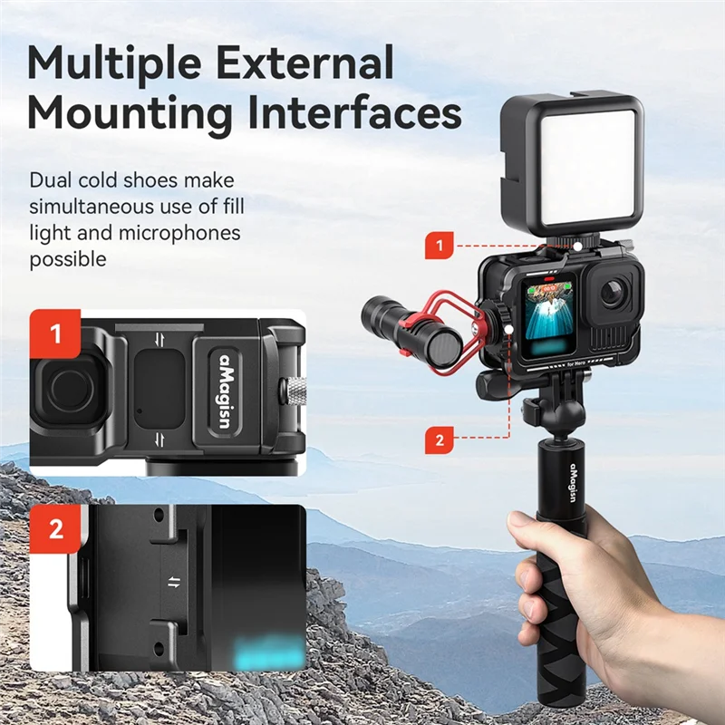 ABKI-AMAGISN защитный чехол для холодного башмака с металлической клеткой и силиконовой крышкой объектива для Gopro Hero 13/12/11/10/9