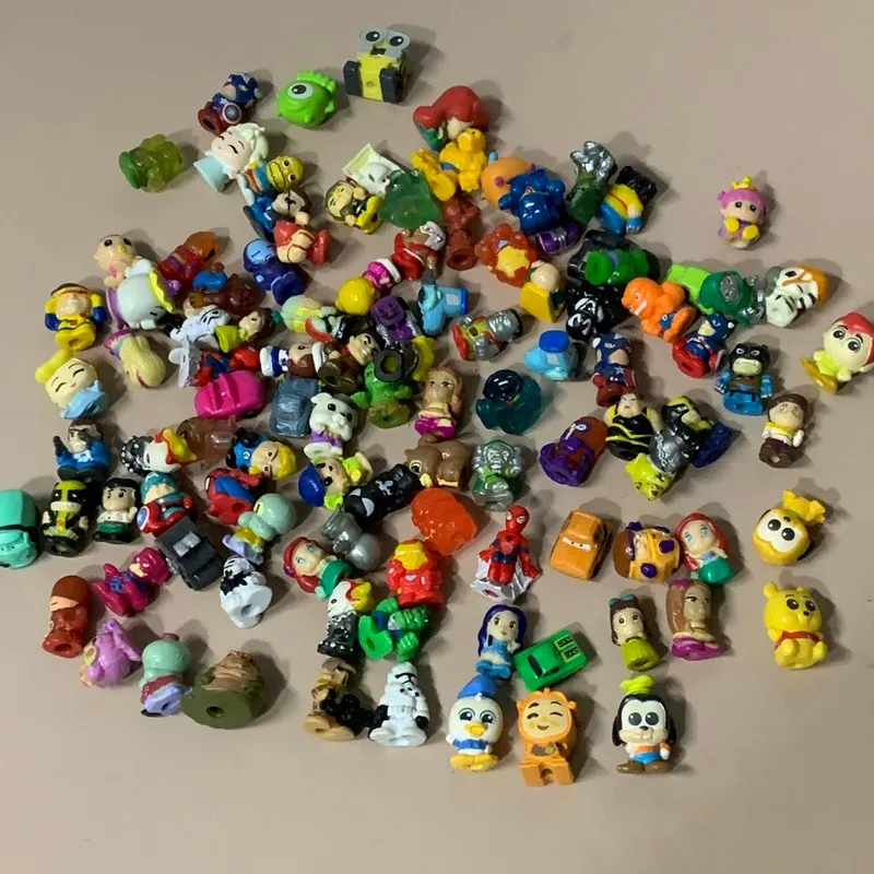 Random Pick 10/25/50pcs Squinkies Mini Rubber Figures Marvel Universe Superheroes DC Comics Disney Princess Pixar Tiny  Toys