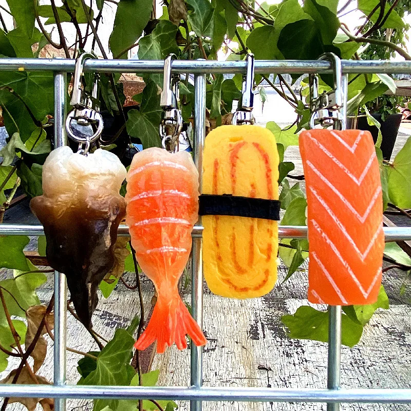 

Simulated Food Hanging Ornaments Salmon Sushi Keychain Car Key Chain PVC Key Pendant Backpack Pendant Jewelry Gifts