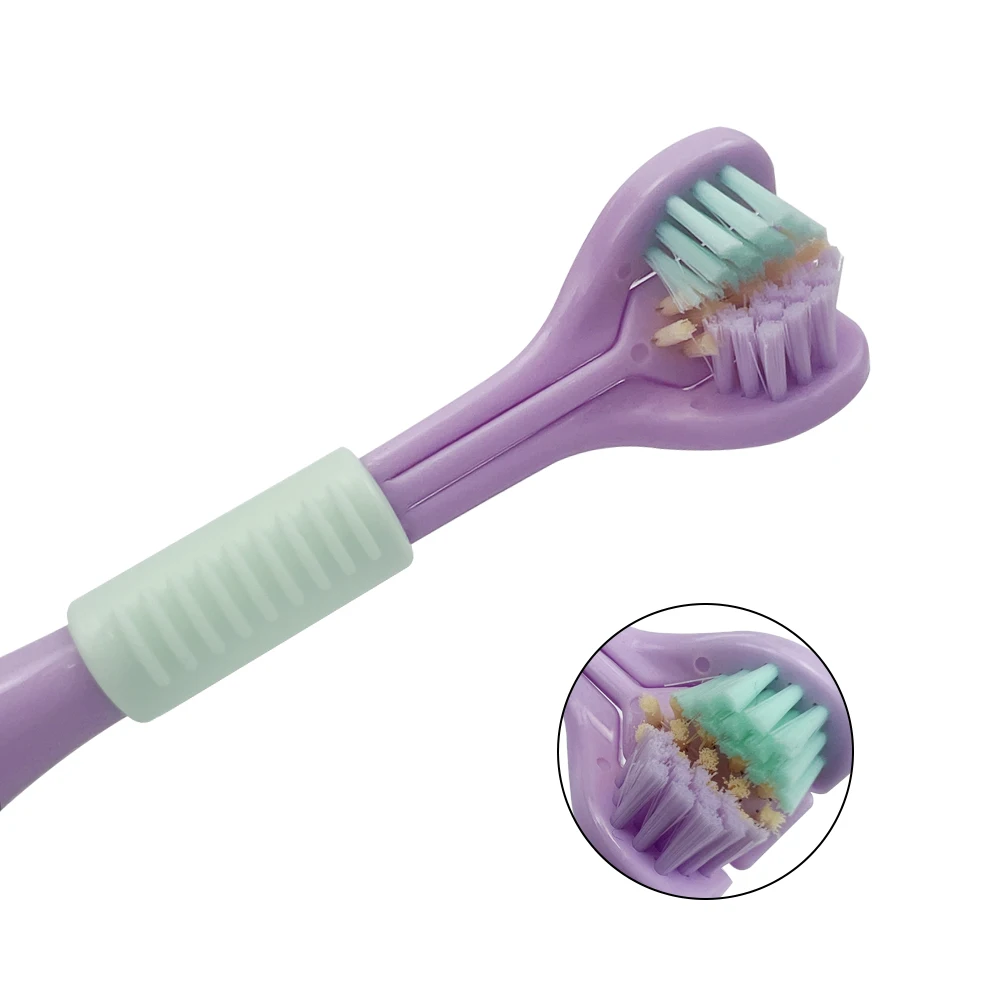Cepillo de dientes estéreo 3D de tres caras para adultos, cuidado bucal, raspador de lengua, Limpieza Profunda, salud, pelo suave ultrafino