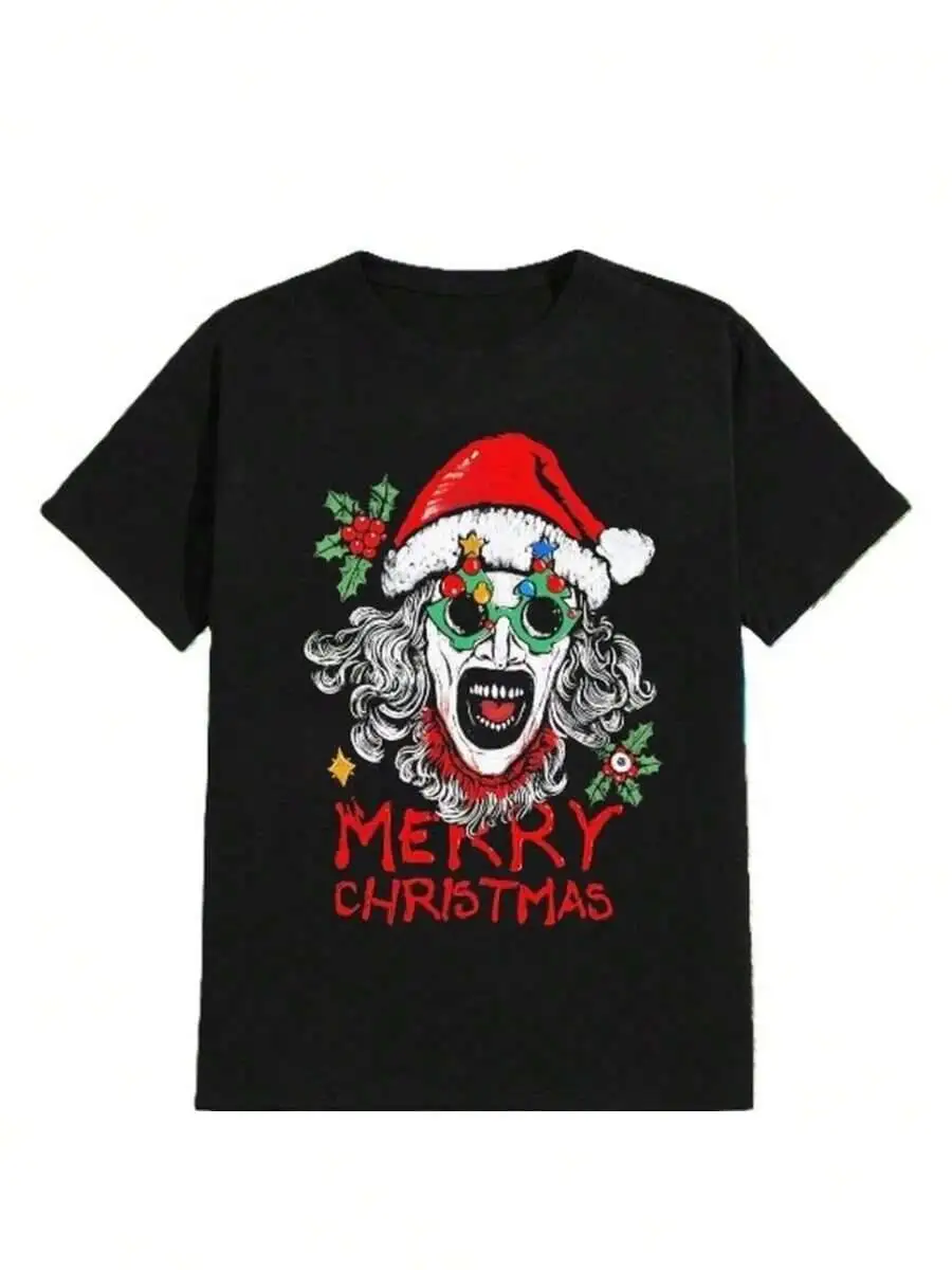 Merry Scary Santa Tee Sporty Perfect For Outdoor Activities Terrifier Horror Shirt Men Size L-3XL 100% Cotton Trendy Y2K
