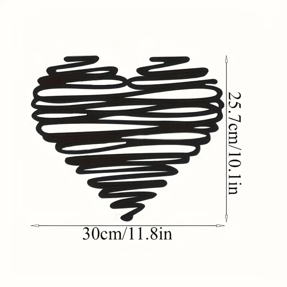 CIFBUY Wrought Iron Wall Art Heart Shaped Metal Decor Elegant Line Craft Pendant For Home Office Cafe Romantic Daily Sculpture