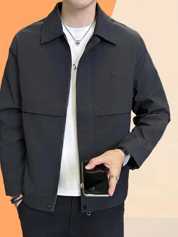 

Повседневная мужская куртка на весну-осень, модный топ с воротником, простая универсальная молодежная повседневная рабочая одежда, верхняя одежда
