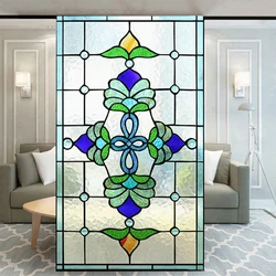 Vintage Church Privacy Window Film Static Sticker Glass Adhesive Free Anti UV Heat Resistant Home Door Sticker Bathroom Doors