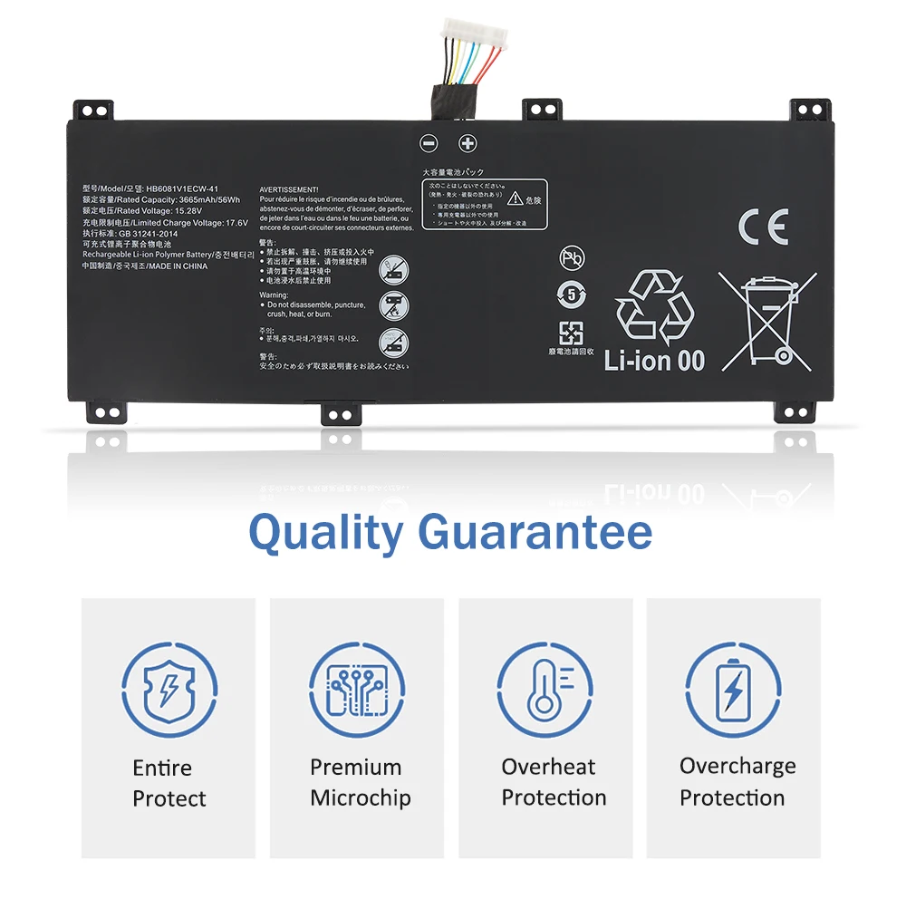 ETESBAY HB6081V1ECW-41 노트북 배터리, 화웨이 아너 매직북 프로 2020 V700 메이트북 D 16 HLY-W19RP HLY-W19RL 3665mAh 56WH