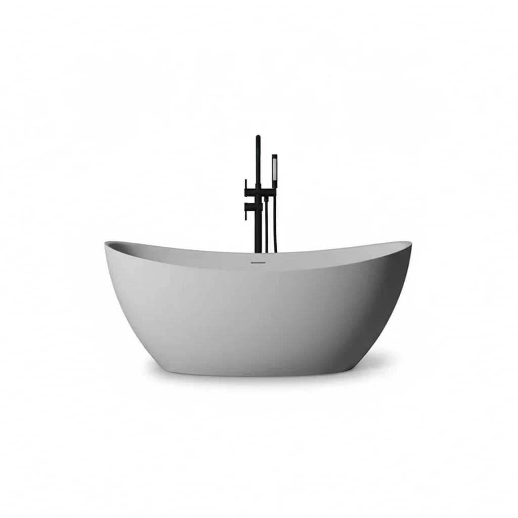 Freestanding Bathtub, Artificial Stone Solid Surface Tub, 1.6m 1.7m 1.8m Soaking Tub, Pure Acrylic Spa, Modern Hotel Bathtub