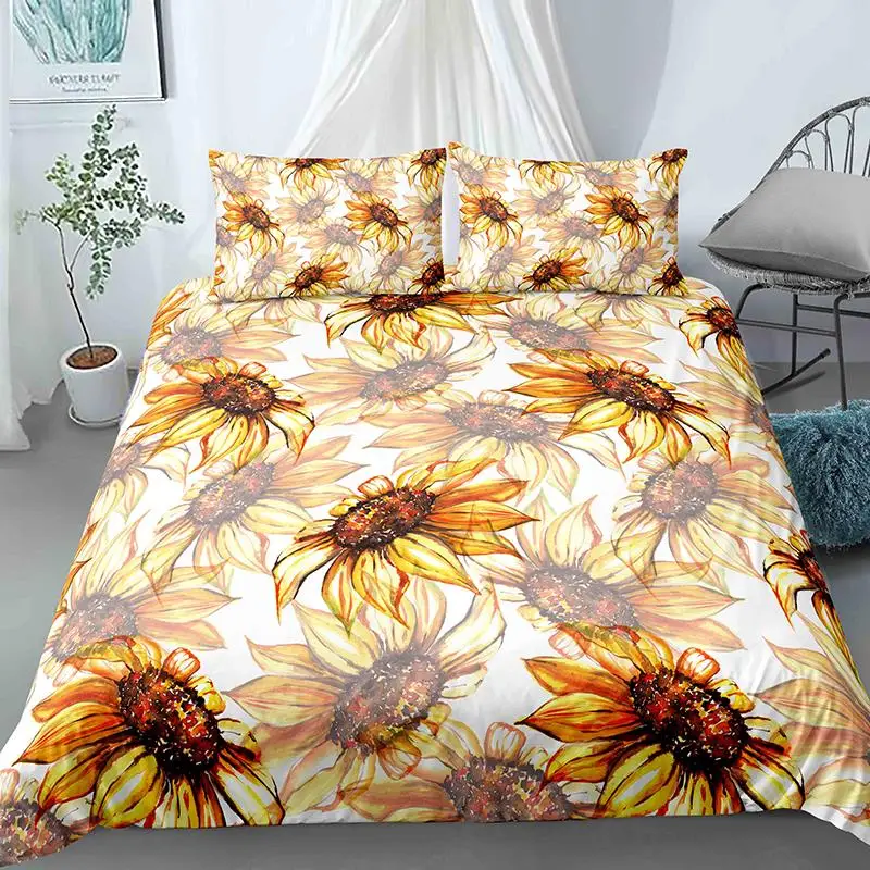 Luxury 3D Colorful Flowers King Queen Double Duvet Cover Floral Bedding Set Women Quilt Cover Black Comforter Cover