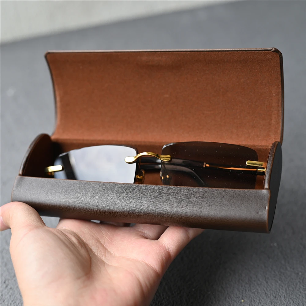 Rockjoy Brown Eyeglasses Frame Box Iron occhiali da sole CaseAnti Press Cases PU Leather donna uomo Unisex