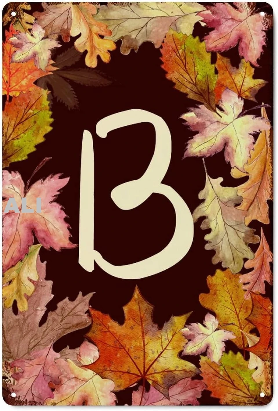 Vertical Fall Maple Leaves Initial Letter B Metal Signs Retro Wall Plaque Custom Monogram Metal Tin Sign for Garage Man Cav sign
