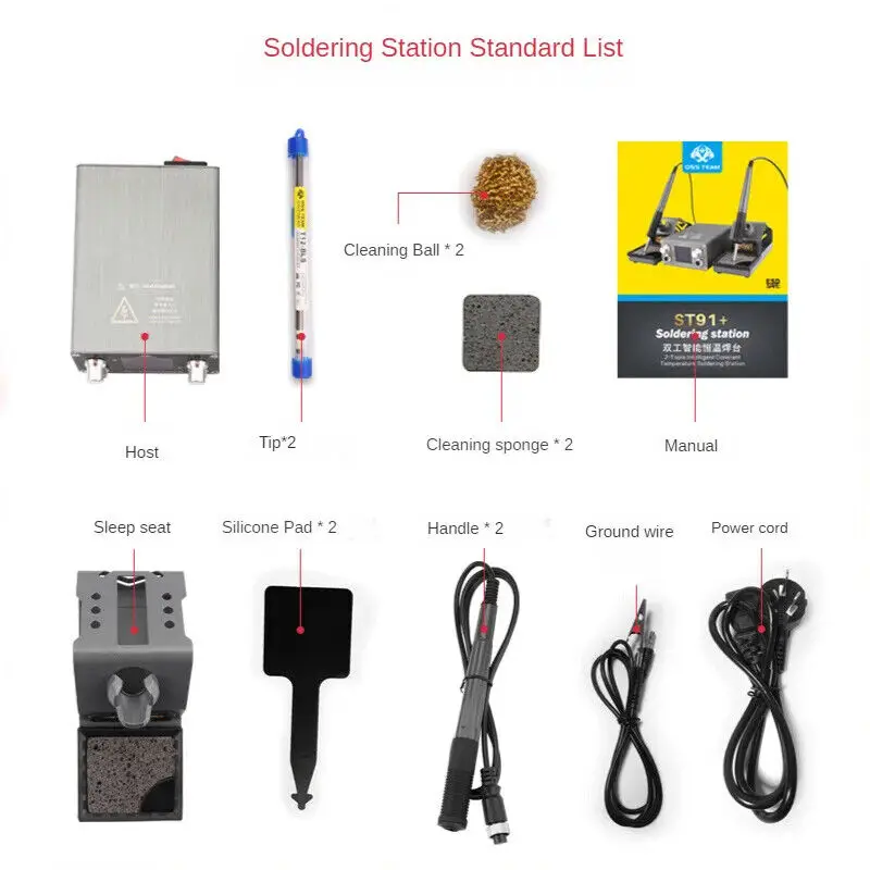 OSS TEAM ST91+ Soldering Station 2 handles Intelligent Constant Temperature Soldering Station/Automatic Sleep/PID Control