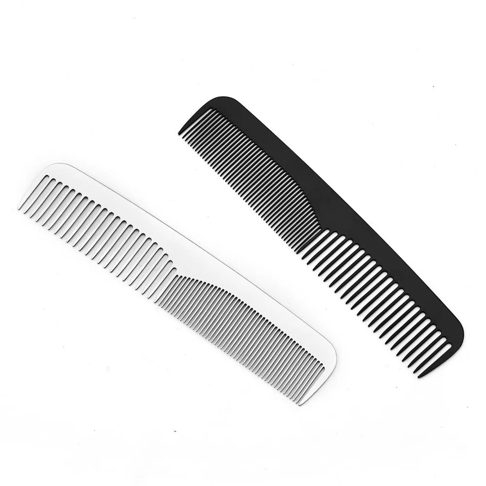 Portable Stainless Steel Beard Comb Pocket Size Fine and Coarse Teeth Double-sided Hairdressing Comb Anti-Static Multi-Function