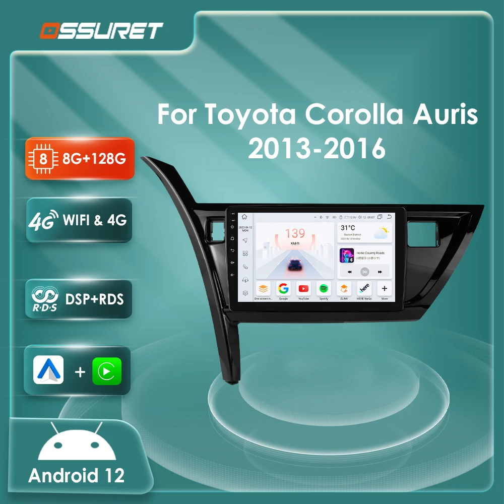 

2DIN Android 13 Автомобильный радиоприемник GPS Стерео для TOYOTA Corolla Auris 2013 2014 2015 2016 Мультимедийный плеер 4G 8 ядер Авторадио Carplay