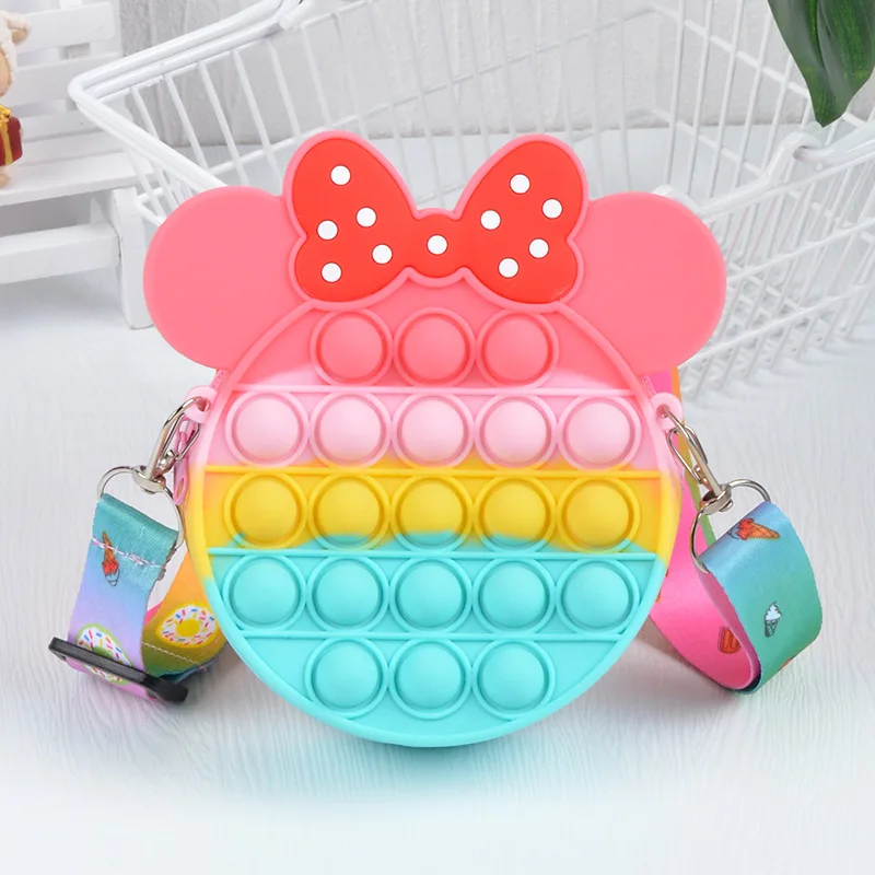 Monedero Pop Kawaii de silicona sensorial, bolsa de burbujas Pop, bolso cruzado, juguetes antiestrés, bolso para el autismo, monedero para niños