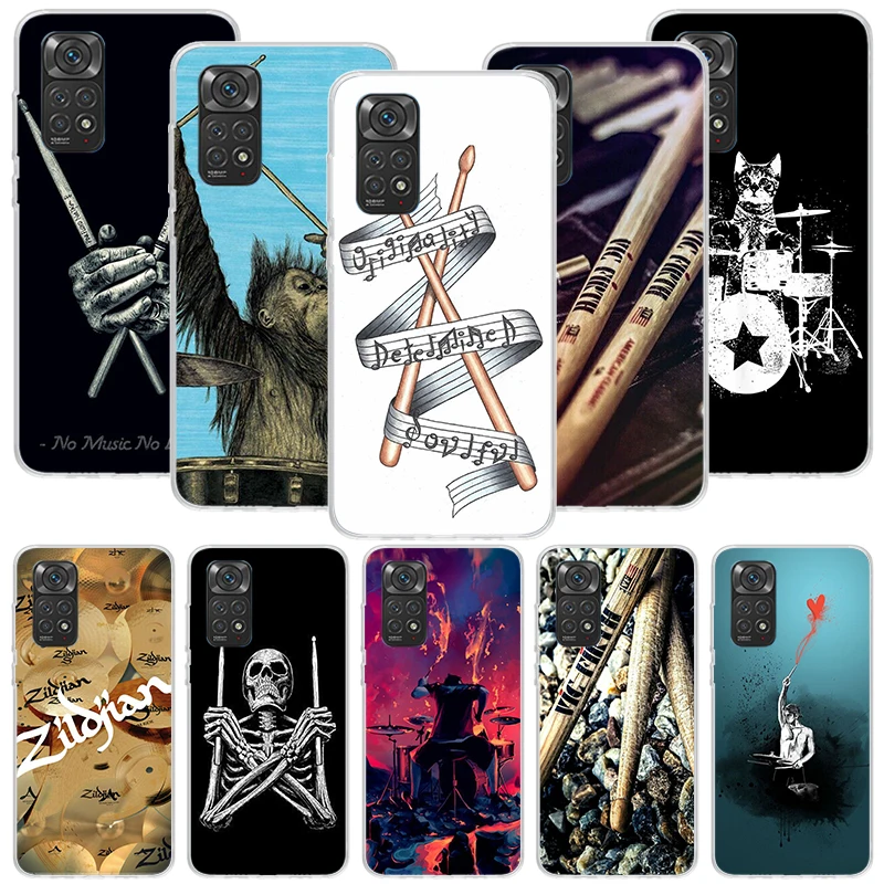 Musical Instrument Drum Rock Phone Case For Xiaomi Redmi Note 13 12S 12 11S 10 9 8 10S 11 11T 11E Pro Plus + 9S 8T 7 5G Cover Co