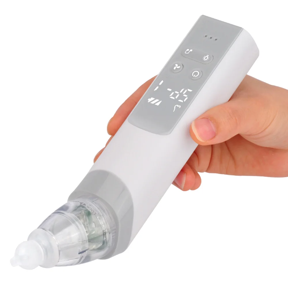 

Baby Nasal Aspirator Electric Nose Suction Nose Cleaner with 3 Silicone Tips & Suction Strengths Built-in Flashlight and Music