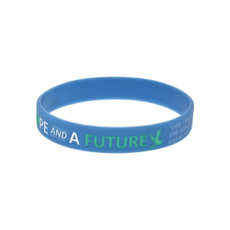 50 Pcs Jeremiah 29 11 Hope and A Future Silicone Rubber Wristband Jesus Bracelet Blue