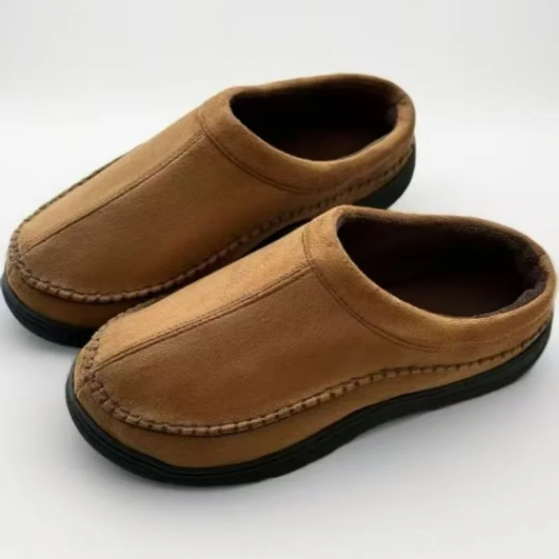 

2025 мужские тапочки, зимние домашние плюшевые теплые уютные роскошные домашние тапочки из пены с эффектом памяти, замшевые повседневные тапочки с шитьем, zapatillas de mujer