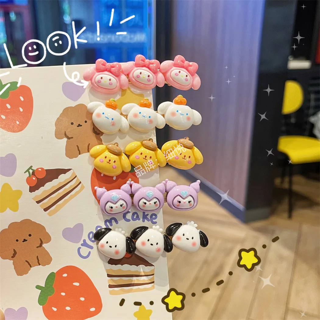 

5Pcs/set Kawaii Sanrio Hairpin My Melody Kuromi Cinnamoroll Hair Clip Cartoon Cute Bangs Side Clip Children Headdress Girl Gifts