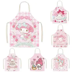 Kawaii Sanrio Apron My Melody Kuromi Cartoon Printing Household Kitchen Sleeveless Anti Dirt Parent Child Apron Cleaning Tools