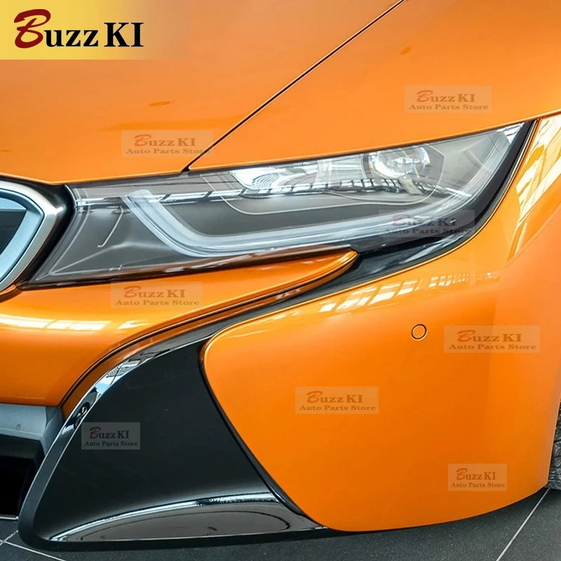 

For BMW i8 2014-2020 Accessories 2 Pcs Car Headlight Protective Film Headlamp Restoration Transparent Black TPU Repair Sticker