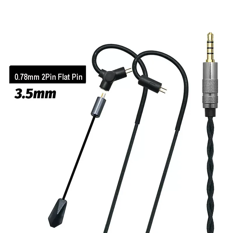 0.78 QDC MMCX Gaming Earphone Cable 3.5mm Type C Long Rod Microphone HiFi Sound Headset Cord for Mobile ESports Open Black Chat view 4