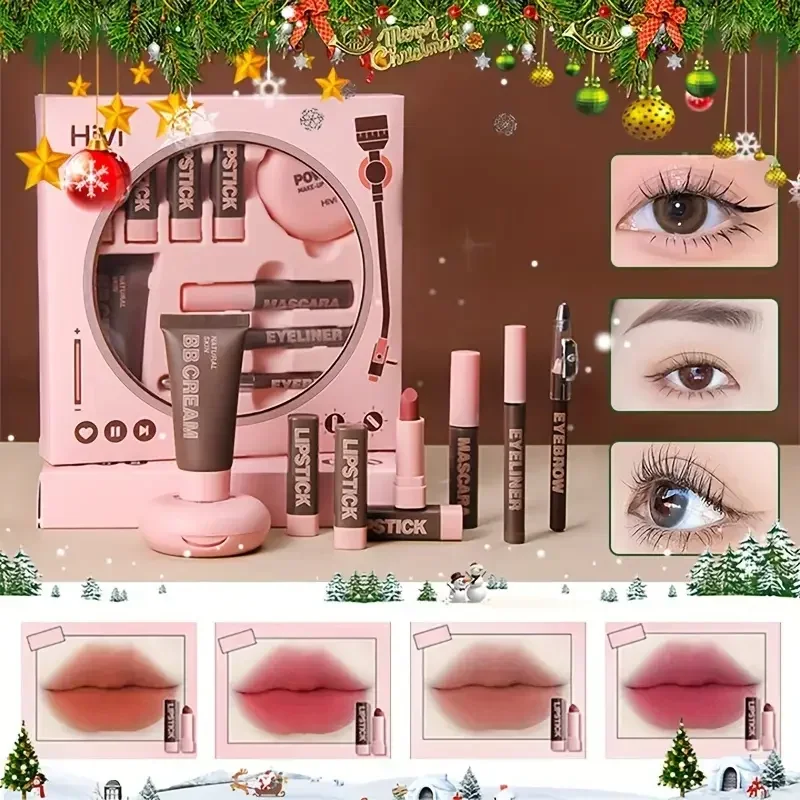 

Makeup Gift Box Set Powder Glue Record Limited Lipstick Eyeliner,All-in-One Makeup Kit for Valentine's Day makeup Cosmetic