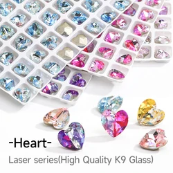 8mm Heart Rhinestone Crystals Laser Series Pointback Glass Strass Nail Art Accessories Jewelry Making Stones