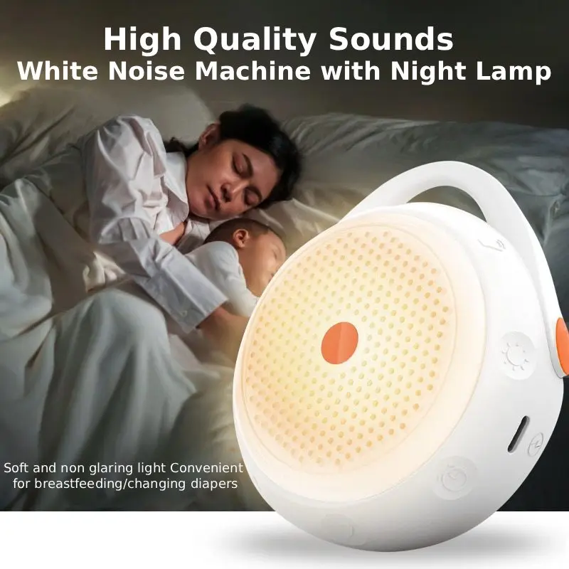 เครื่องเสียงสีขาว Bluetooth แบบพกพาพร้อมเสียงผ่อนคลาย 12 เสียงและตัวจับเวลาการนอนหลับซิลิโคนไฟกลางคืนสําหรับทารกและผู้ใหญ่