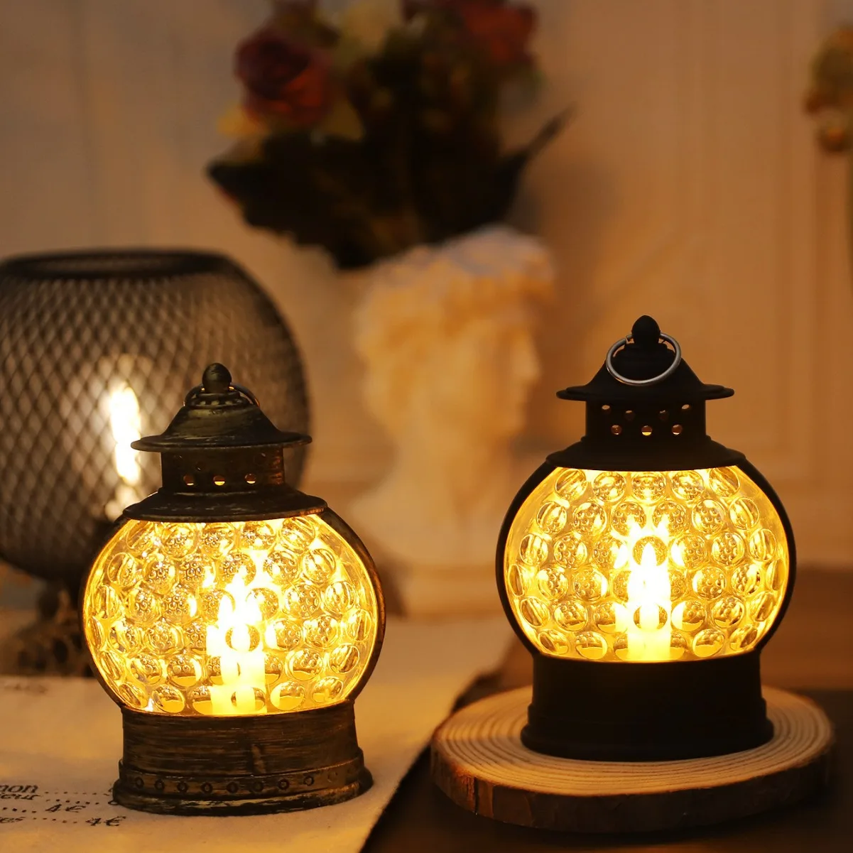 

Vintage Flameless Lamp - Halloween Decor Indoor/Outdoor, Battery-Operated LED Table Light for Home & Party