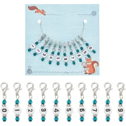 1Set 10 Pcs 10 Styles Number Stitch Markers Acrylic Crochet Stitch Marker Locking Stitch Marker with Lobster Clasp Knitting