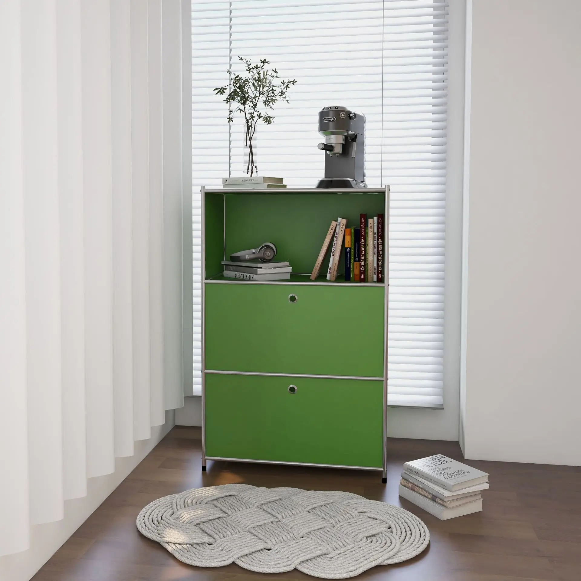Bauhaus stainless steel medieval cabinet Korean ins wind module combination cabinet Household side cabinet