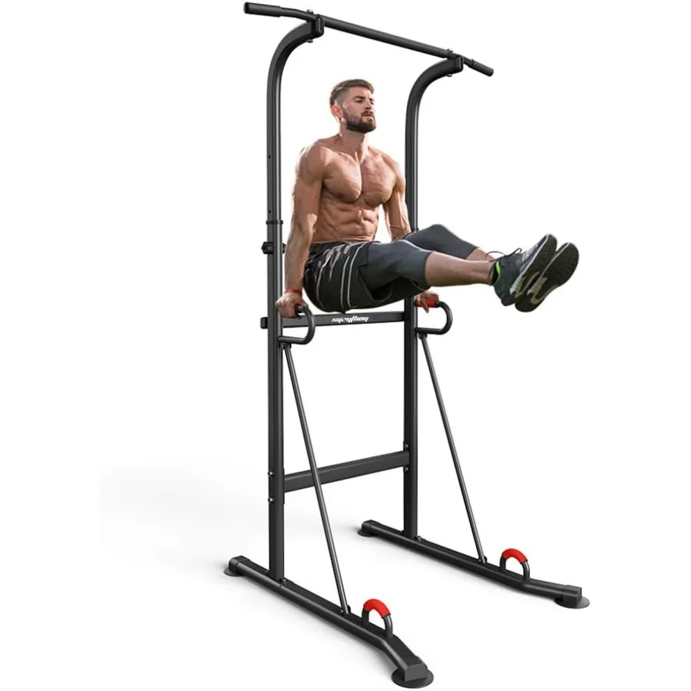 Power Tower Height Adjustable Pull Up Bar & Dip Station Pull Up Station Fitness Strength Training Exercise Equipment