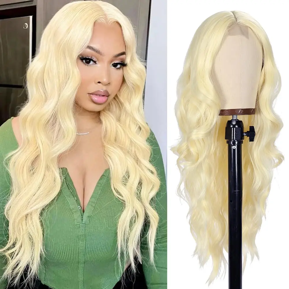 Blonde  Human Hair Lace Frontal Wig Glueless Wigs Body Wave Wig for Women Human Hair Lace Frontal Wig for Party Dality Use Curly