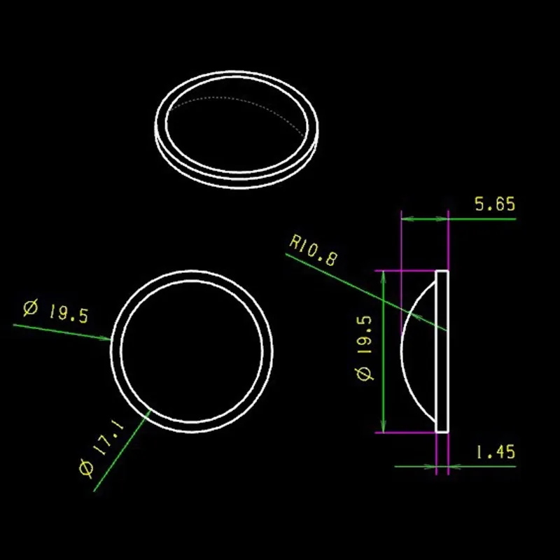 Universe Grocery Store Optical Lens, Single Diameter 19.5 Semicircular Smooth, 100 High Magnification Planar Convex Lens