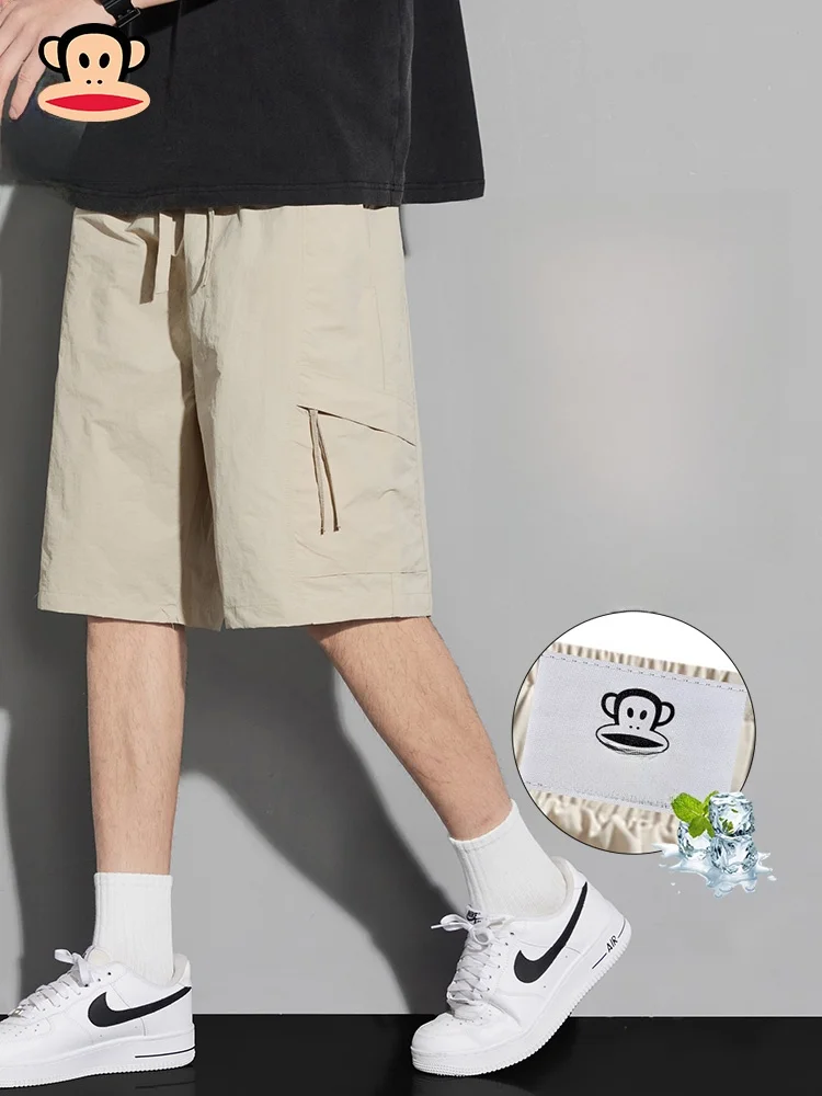 

Мужские летние тонкие повседневные свободные брюки Paul Frank из дышащего ледяного шелка, быстросохнущие, легкие, прямого кроя, длиной до колена