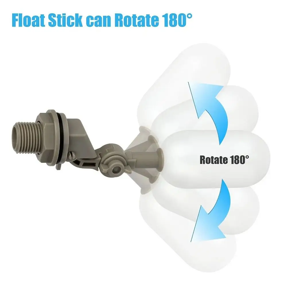 1Pcs 1/2 DN15 3/4 DN20 Float Ball Valve Plastic ABS PE Water Level Control Valve 360 Degree Adjustable Adjustable Arm