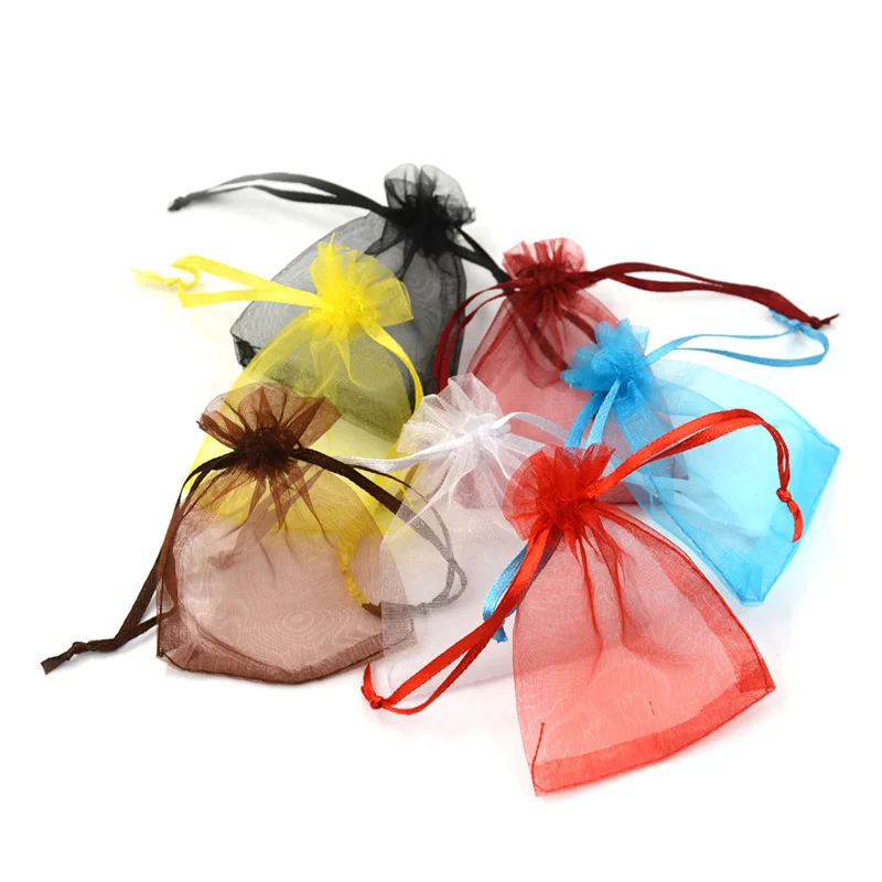 

100Pcs/Lot Organza Bags 20x30cm 25x35cm 30x40cm 35x50cm Drawstring Pouches Jewelry Packaging Wedding Party Favor Gift Bag Custom