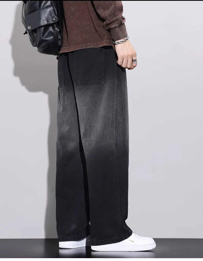 New Vintage Wide Leg Jeans Pants Men Trousers Korean Fashion Loose Casual Straight Jeans Y2k Streetwear Men Clothing