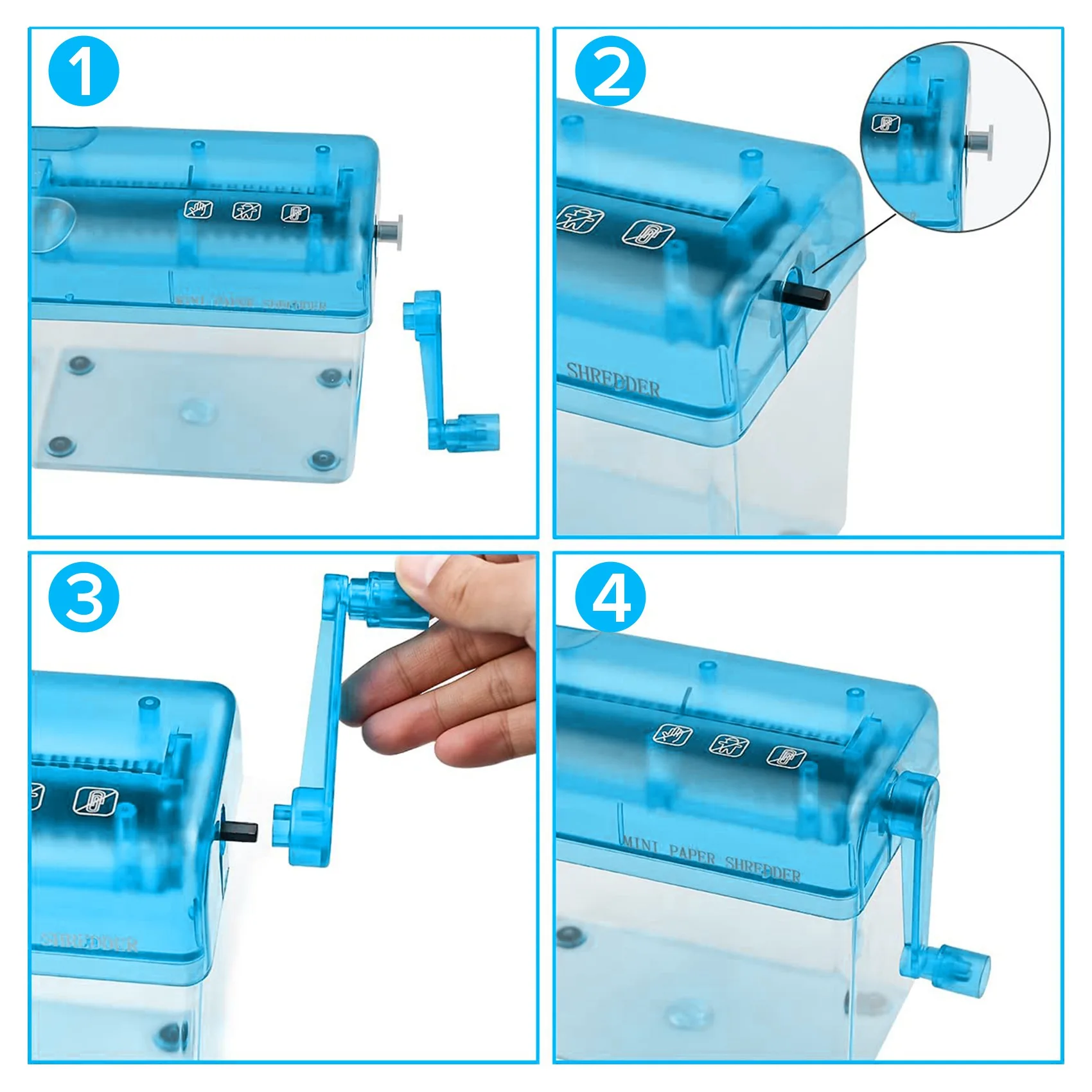 New Mini Blue Shredder Crusher Destroyer Paper Documents Cutting Machine