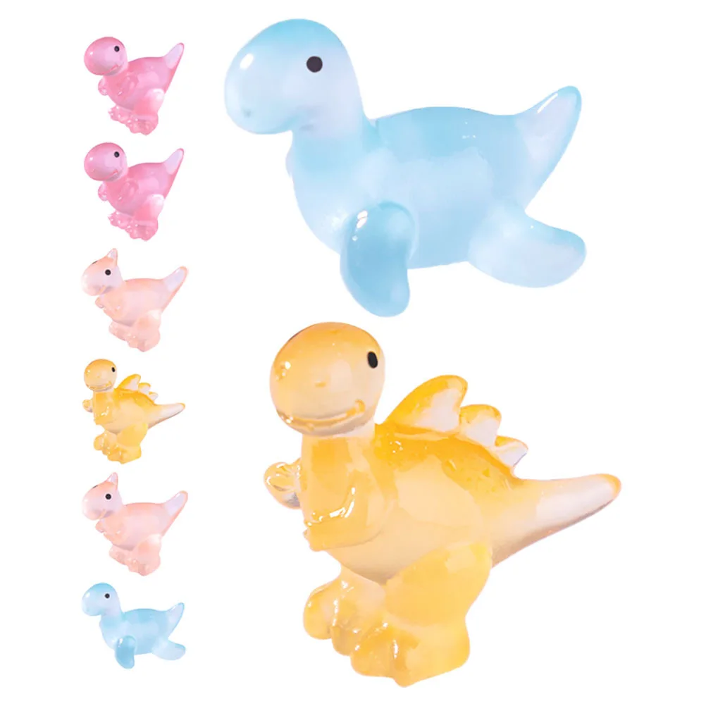 

8pcs Glow In The Dark Dinosaur Figurines Miniature Resin Animals For Garden Decor Kids Party Favors Dinosaur Mini Animal