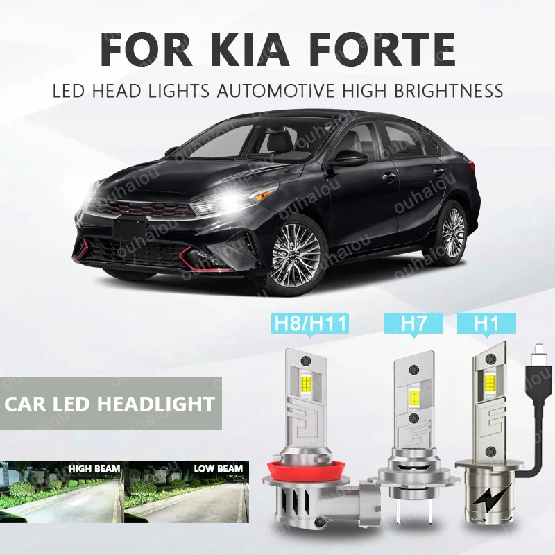 

2Pcs H1 H7 H8 H11 LED Headlight LED Lights Head Lamp for Car LED Headlight Bulb with heat sink For KIA Forte
