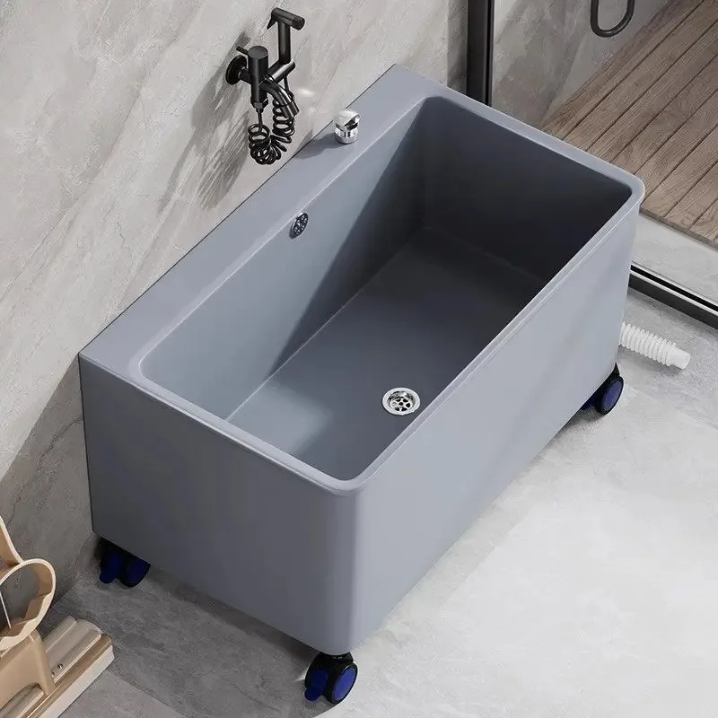 

Portable Rolling Mop Bucket with Automatic Drainage, Rectangular Wash Bucket for Floor Mopping and Car Cleaning