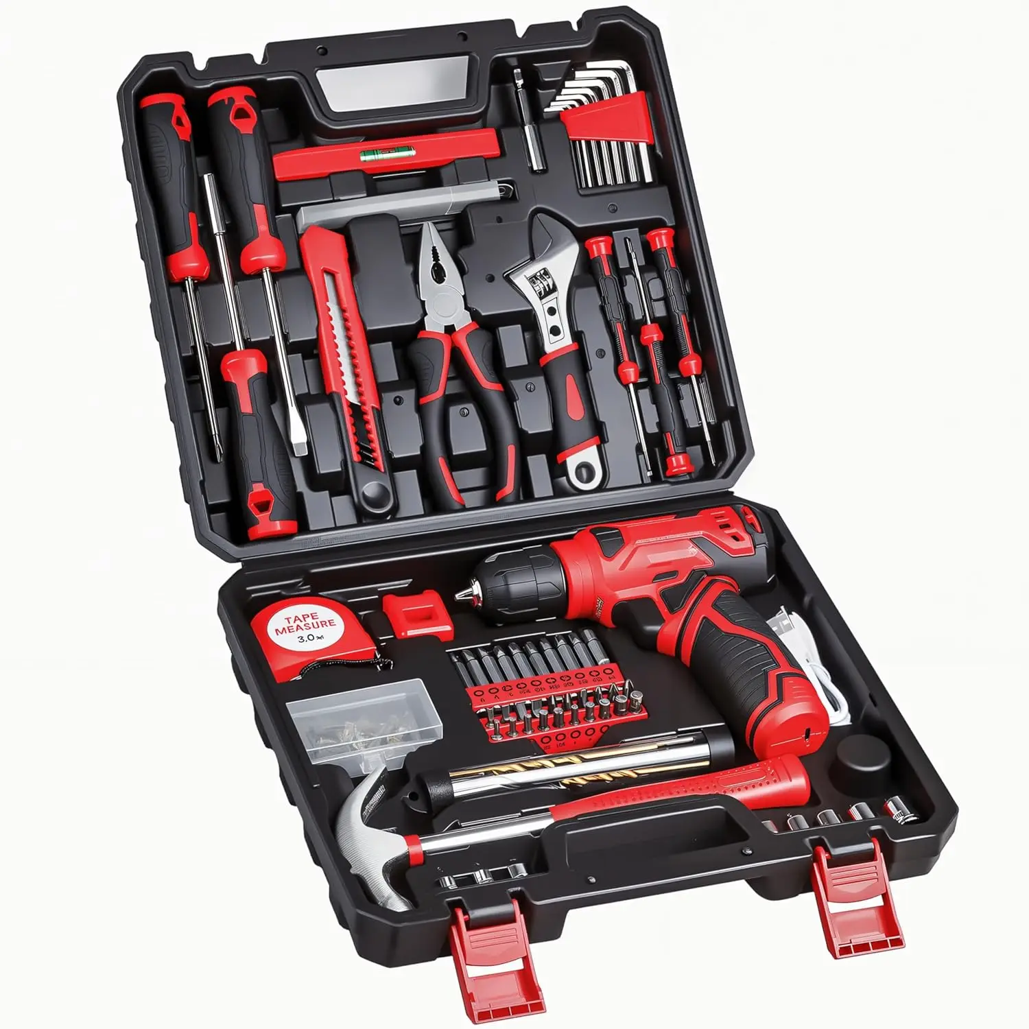 

Tool Set - 8V Cordless Drill Set, 132 Piece Home Tool Set With Hand Drill, Tool Kit for Women & Men, Perfect for Homeowner