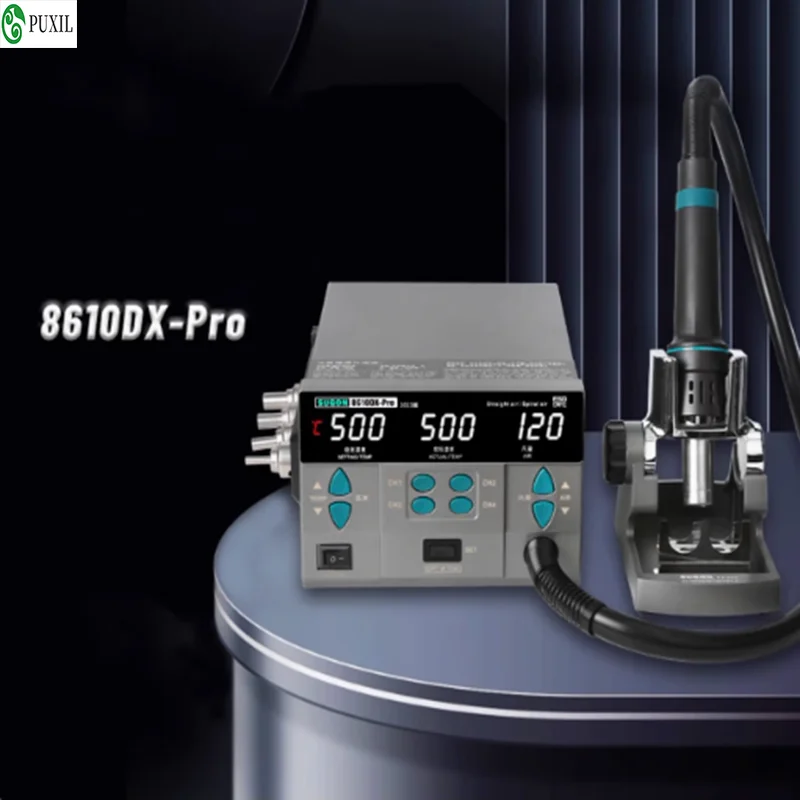 

SUGON 8610DX Pro 1000 Вт паяльная станция горячего воздуха микрокомпьютер цифровой дисплей паяльная станция BGA изогнутая насадка инструмент для ремонта сварки