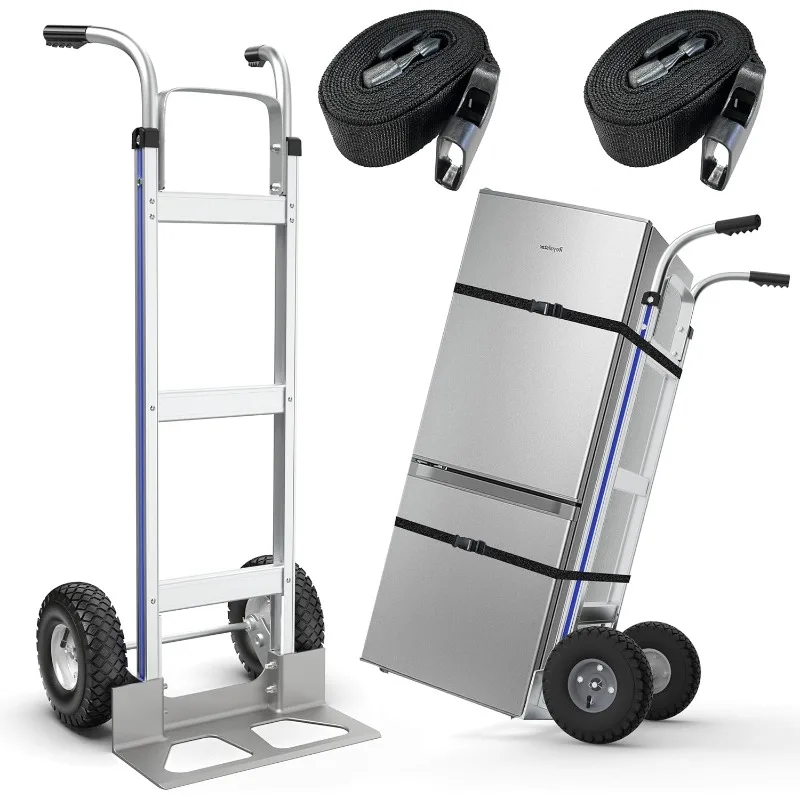 

Large Wheel Hand Truck/Two Wheel Appliance Dolly Cart with 2 Straps / 600lb Load/Heavy Duty/for Equipment/Furniture/Electrical A