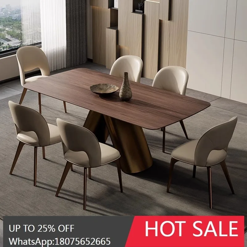 

SGF North American Black Walnut Dining Table Wabi-Sabi Style Light Luxury High-End Table