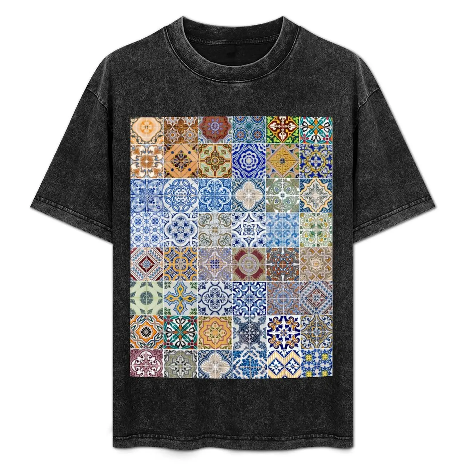 Set of 48 ceramic tiles patterns T-Shirt custom shirt oversized t shirt tops mens plain t shirts