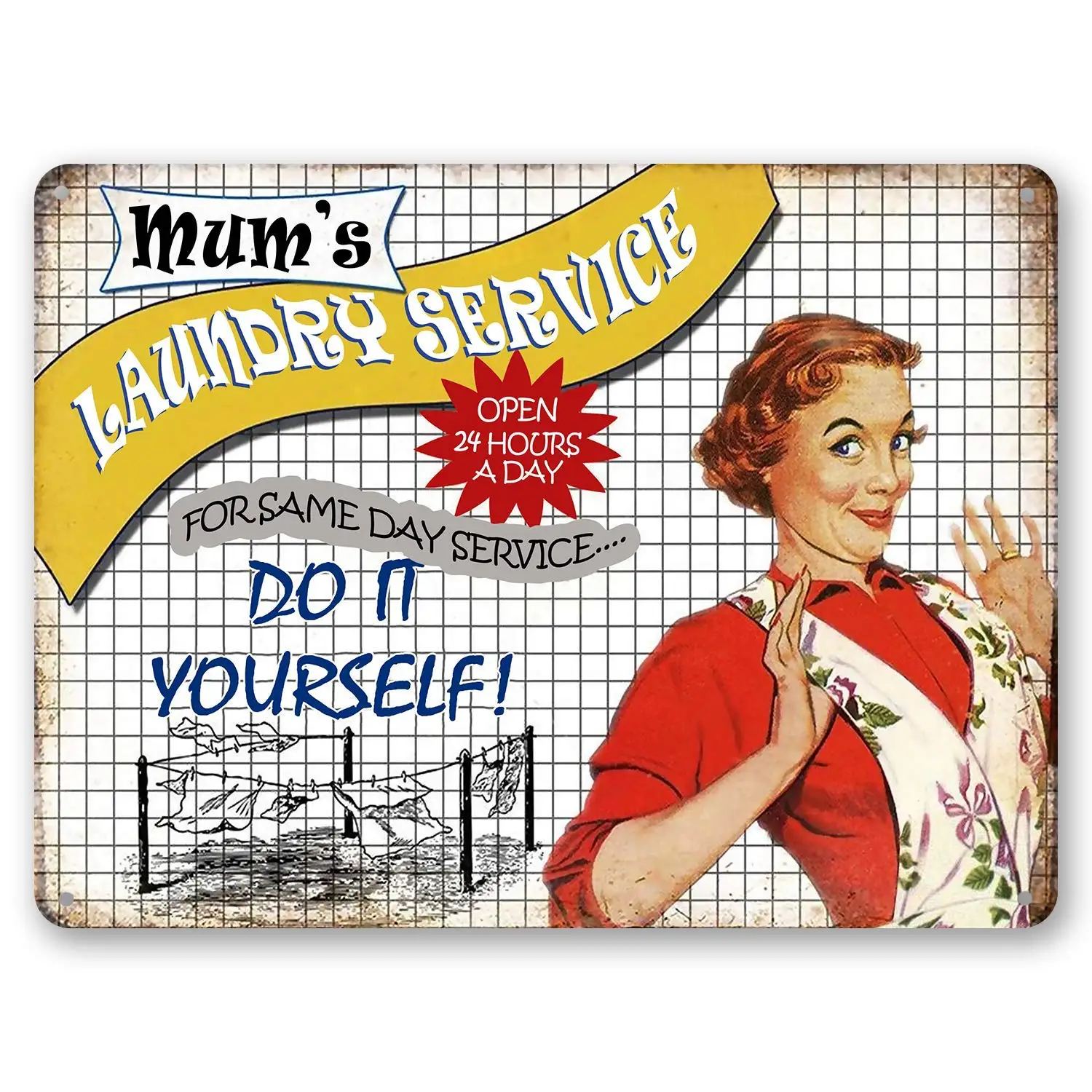 Kalynvi Laundry Room Vintage Metal Sign Mum&Rsquo;S Laundry Service Decorative Signs Wash Room Home Decor Art Signs 7.9X11.8